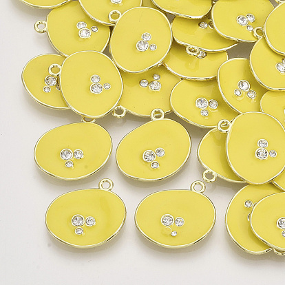 Pendentifs en émail , avec strass cristal, or et de lumière, ovale