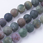 Natural Indian Agate Bead Strands, Round, Frosted