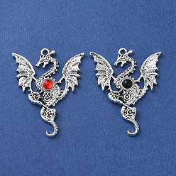 Tibetan Style Alloy Pendants, Dragon Charms with Resin, Antique Silver