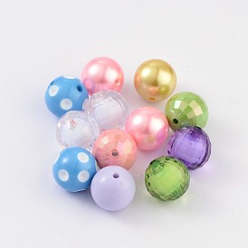 Redondos de acrílico grueso granos de la bola bubblegum, 20 mm, Agujero: 3 mm, sobre 12 unidades / 50 g