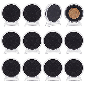 12 коробки акриловые коробки для хранения монет, с подушечкой внутри, плоско-круглые