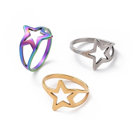 201 звездообразное кольцо из нержавеющей стали, полое широкое кольцо для женщин
