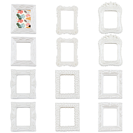 AHADERMAKER 12Pcs 6 Style Rectangle Resin Photo Frame, Miniature Furniture Model, for Dollhouse Accessories Pretending Prop Decorations
