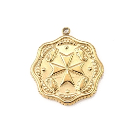 304 подвески из нержавеющей стали, цветок с мальтийским крестом, ионное покрытие (ip)