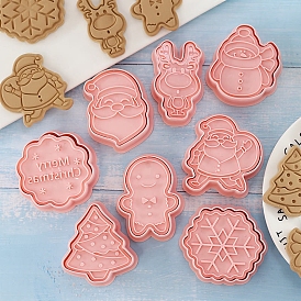 Christmas Themed Plastic Cookie Cutters, Cookies Moulds, DIY Biscuit Baking Tool, Santa Claus & Snowman & Snowflake