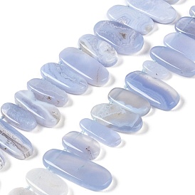 Natural Blue Lace Agate Beads Strands, Nuggets, Top Drilled