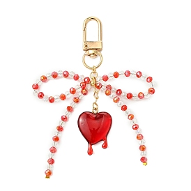 Подвесные украшения в виде банта и сердца из стекла и смолы, поворотные застежки из сплава для украшений сумок