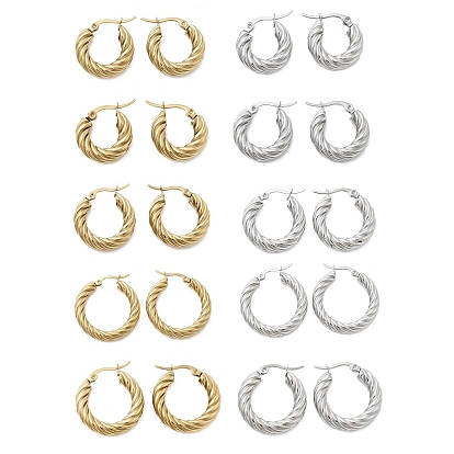 304 серьги-кольца из нержавеющей стали с закрученными кольцами, ионное покрытие (ip)