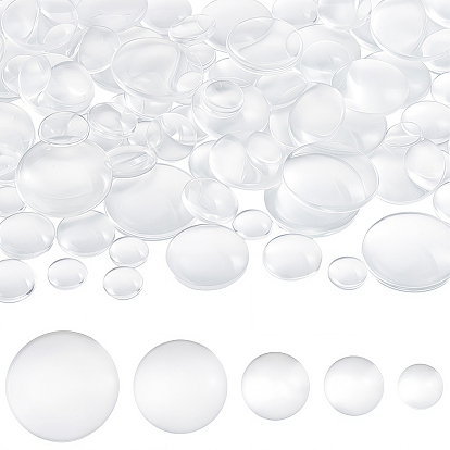 100 pcs 5 styles cabochons en verre transparent, cabochon en dôme clair pour la fabrication de bijoux pendentif photo camée
