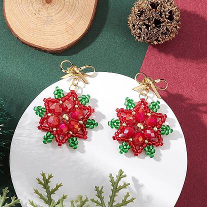 Латунные бусины рождественские цветы снежинки серьги-гвоздики, золотые