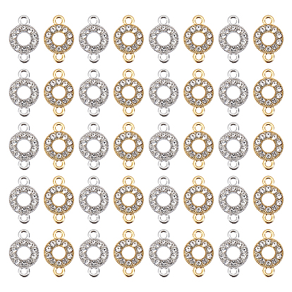 60 pcs 2 couleurs alliage cristal strass connecteur charmes, liens en anneau