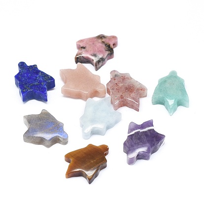 Autumn Theme Natural & Synthetic Mixed Stone Pendants, Maple Leaf
