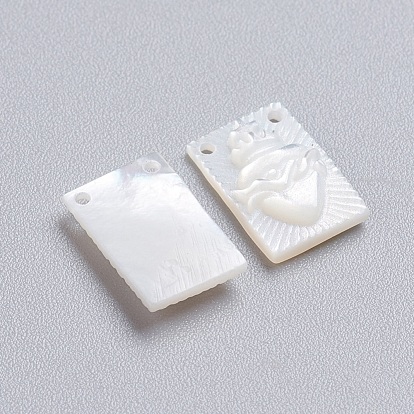 Natural White Shell Mother of Pearl Shell Charms, Rectangle