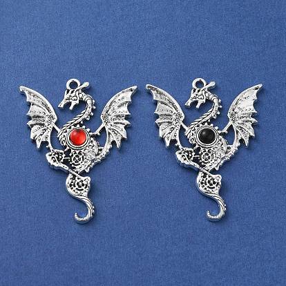 Сплавочные подвески тибетского стиля, подвески дракона со смолой, античное серебро