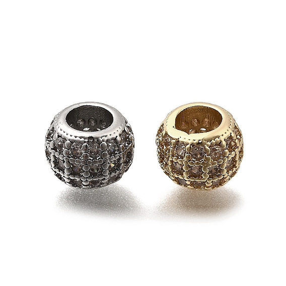 Латунные микро проложить кубического циркония бусы, рондель
