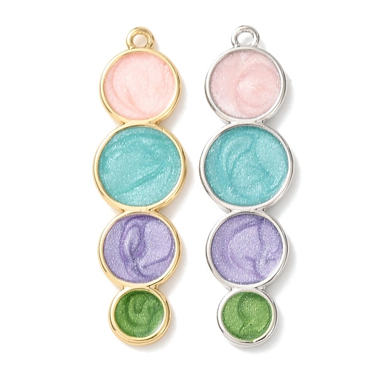 Латунь эмаль подвески, плоские круглые прелести, долговечный, красочный