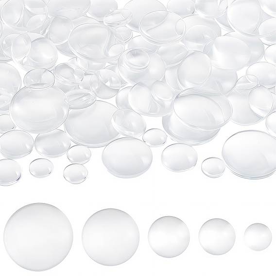 100 pcs 5 styles cabochons en verre transparent, cabochon en dôme clair pour la fabrication de bijoux pendentif photo camée
