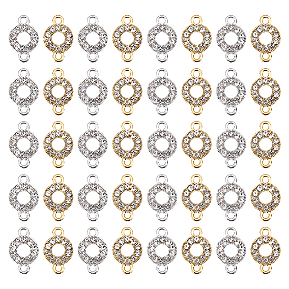 60 pcs 2 couleurs alliage cristal strass connecteur charmes, liens en anneau