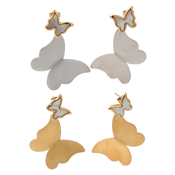 Женские серьги-гвоздики из нержавеющей стали, с оболочкой, бабочка