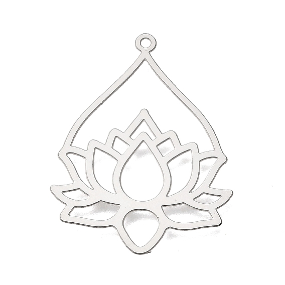 Buddhist 201 Stainless Steel Pendants, Lotus Charms