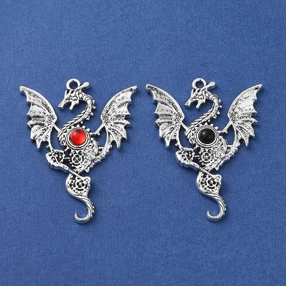 Сплавочные подвески тибетского стиля, подвески дракона со смолой, античное серебро