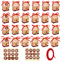 Christmas Cardboard Candy Boxs, with Paper Stickers and Polyester Ribbon, House Shape