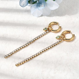 304 серьги-кольца из нержавеющей стали с микропаве из циркония, цепочка с кисточкой и сердечком