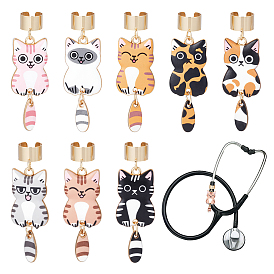 8шт. сплав эмалированный стетоскоп подвесные украшения, кошка, с 304 фурнитурой из нержавеющей стали