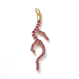 Латунные микро проложить кубического циркония подвески, долговечный, реальный 18 k позолоченный, филиал, ярко-розовый