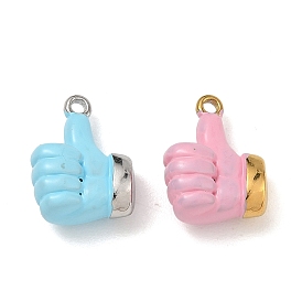 316 Stainless Steel & Enamel Pendants, Thumbs-up Gesture Charms
