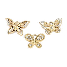 UV Plating Alloy Pendants, with Rhinestone,  Lead Free & Cadmium Free, Butterfly