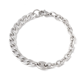 304 Stainless Steel Curb & Cable Chains Bracelet for Men Women