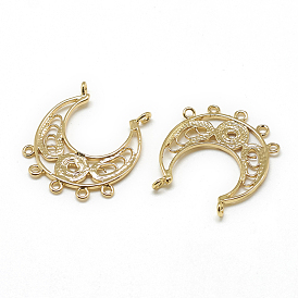 Lustre laiton liens de composants, sans cadmium et sans nickel et sans plomb, lune, réel 18 k plaqué or