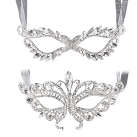 2 шт. 2 стили сплава стразы маски для вечеринок, маскарадные маски