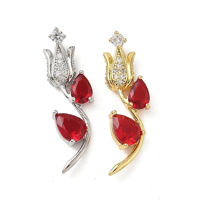 Латунные микро проложить кубического циркония подвески, цветок