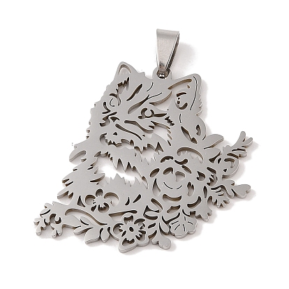 Pendentifs en acier inoxydable, creux, charme de chat