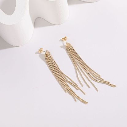 Chic Tassel Earrings for Women - Minimalist 14k Gold Plated Copper with Water Drop Rhinestone Ear Jewelry