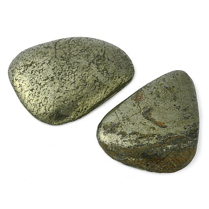 Natural Pyrite Flat Back Cabochons, Mixed Shapes