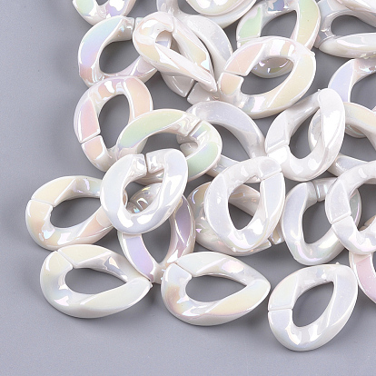 Acrylic Imitation Pearl Linking Rings, Quick Link Connectors, For Jewelry Chains Making, AB Color, Twist