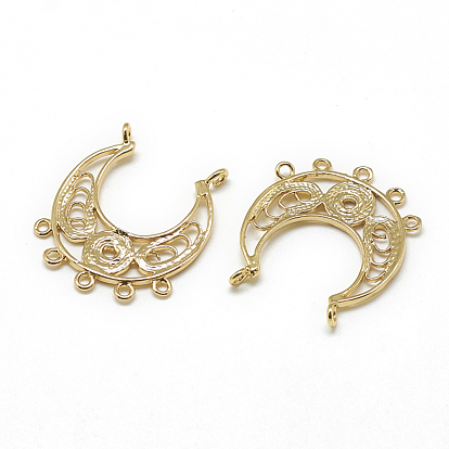 Lustre laiton liens de composants, sans cadmium et sans nickel et sans plomb, lune, réel 18 k plaqué or