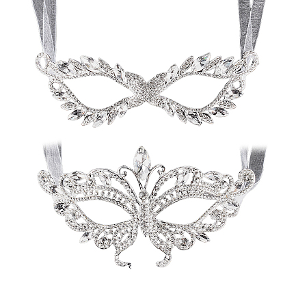 2 шт. 2 стили сплава стразы маски для вечеринок, маскарадные маски