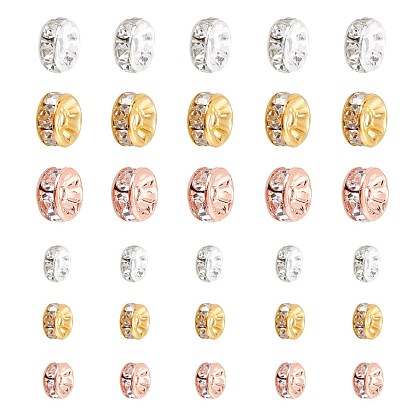 Латунные бусины разделители для поставки стразов, класс А, прямой фланец, серебряный цвет гальваническим, рондель