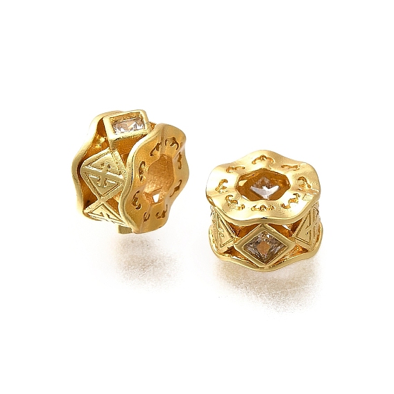 Латунные микропаве из прозрачного кубического циркония, без кадмия и без свинца, стойки покрытие, долговечный, колонна с волнистым краем