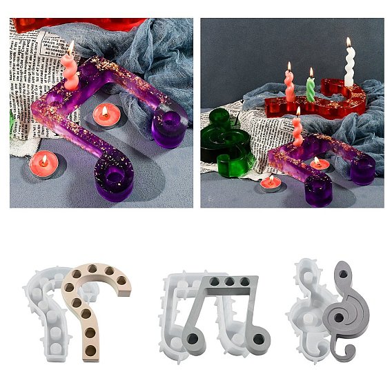 DIY Food Grade Silicone Candle Molds, for Candle Making, Musical Note
