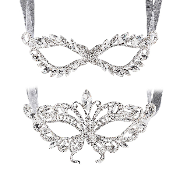 2 шт. 2 стили сплава стразы маски для вечеринок, маскарадные маски