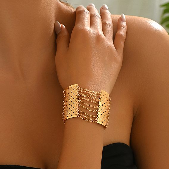 Элегантные латунные прямоугольные браслеты, кисточки украшения для женщин