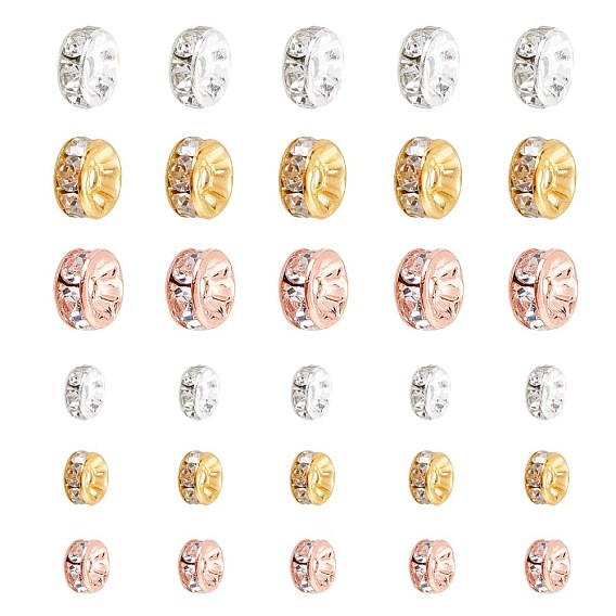 Латунные бусины разделители для поставки стразов, класс А, прямой фланец, серебряный цвет гальваническим, рондель