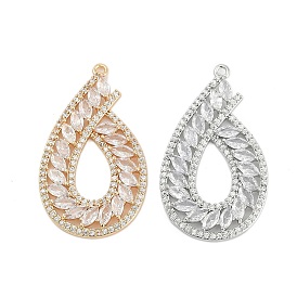 Латунный микропаве кубический цирконий со стеклянными подвесками, без кадмия, без никеля и без свинца, подвески в форме слезы