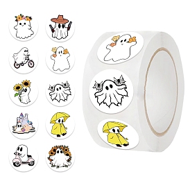 500Pcs Halloween Theme Paper Stickers, Self-adhesive Decals, Ghost