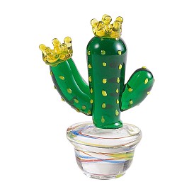 Handmade Blown Glass Cactus Figurines, Mini Cactus Glass Art Statues, Simulation Bonsai Models Collectibles for Home Table Decoration, Mock Plant Ornament